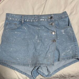 Zara Blue Jean Shorts with Button Detail